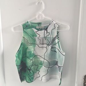 Zara semi-sheer floral print top