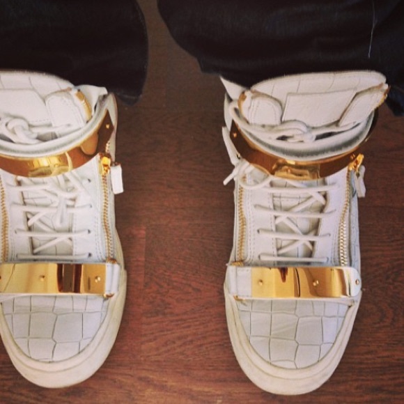White and Gold GZ Sneakers - Picture 1 of 1
