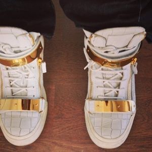 White and Gold GZ Sneakers