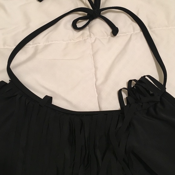 Black fringe bathing suit top - Picture 2 of 3