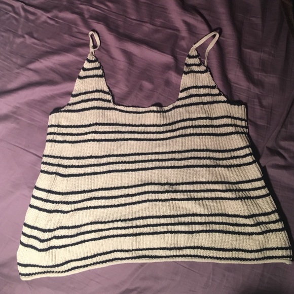 May and July: black and cream striped knitted top - Picture 1 of 3