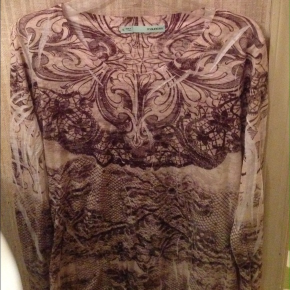 Brown and cream long sleeved print shirt - Picture 1 of 1
