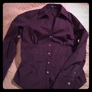 Chocolate brown tailored fit shirt.