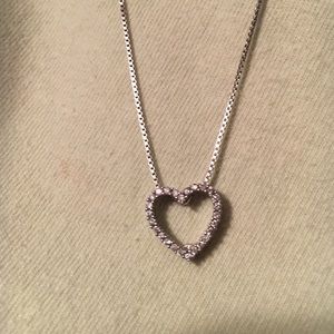 diamond sterling silver chip heart necklace