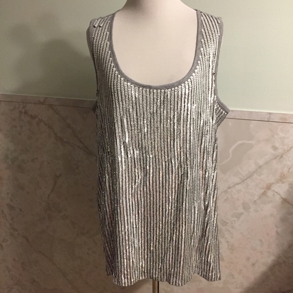NWT Michael Kors Gray Sequin Tank 1x