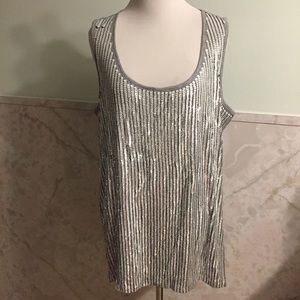 NWT Michael Kors Gray Sequin Tank 1x