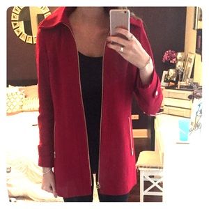 Michael Kors red hooded pea coat