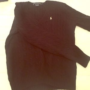 Ralph Lauren v neck cable black sweater