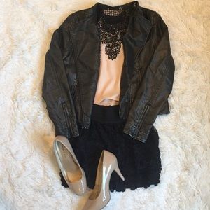 Black rivet leather jacket