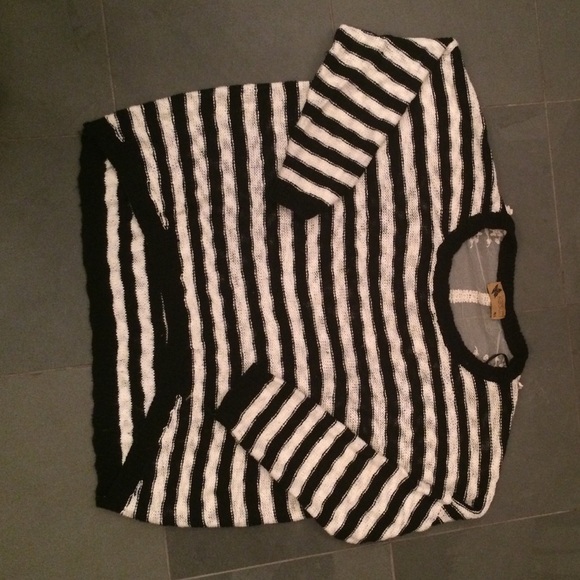 LF Black and White Striped Sweater M/L