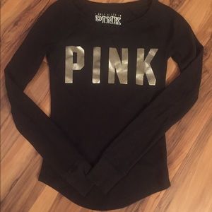 PINK Black Long Sleeve Thermal Top - sz XS