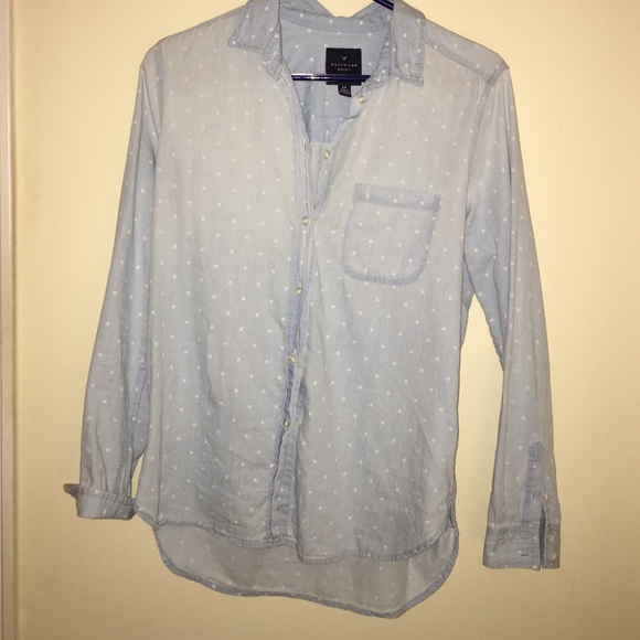 American eagle blue jean polka dot flannel - Picture 1 of 1
