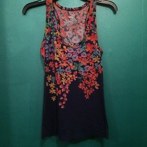 Old Navy Floral Navy Tank Size Medium