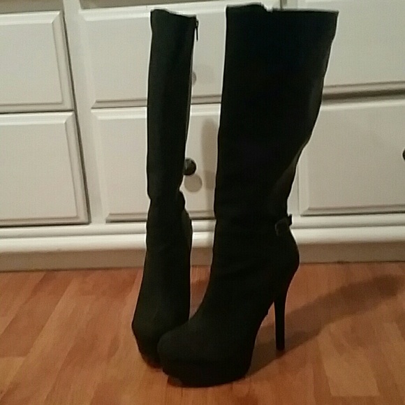 Knee High black platforms