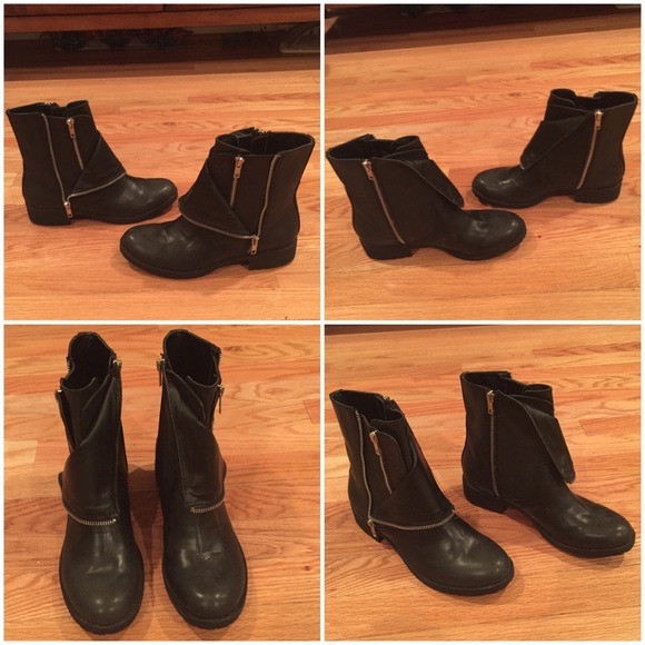 Black zippered ankle boots