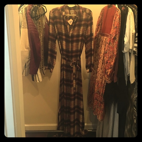 Haute Hippie Tribal Chevron Plaid Cloak Dress