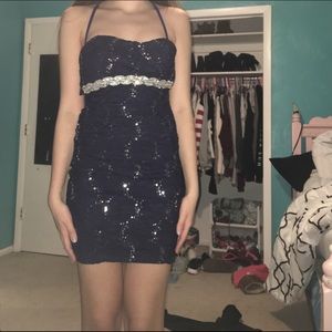 Blue & Silver Sequins Dress