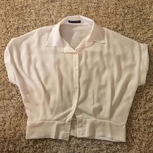 Brandy Melville white sheer button down shirt