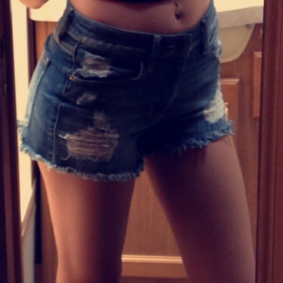 Denim ripped shorts