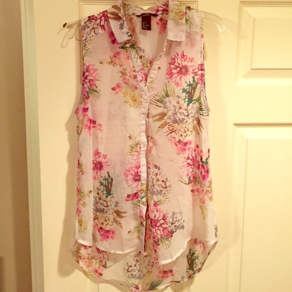 H&M Chiffon Floral High Low Top