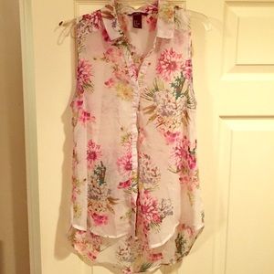 H&M Chiffon Floral High Low Top