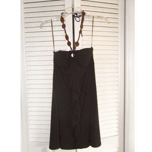 Cache Dark Brown Halter Dress