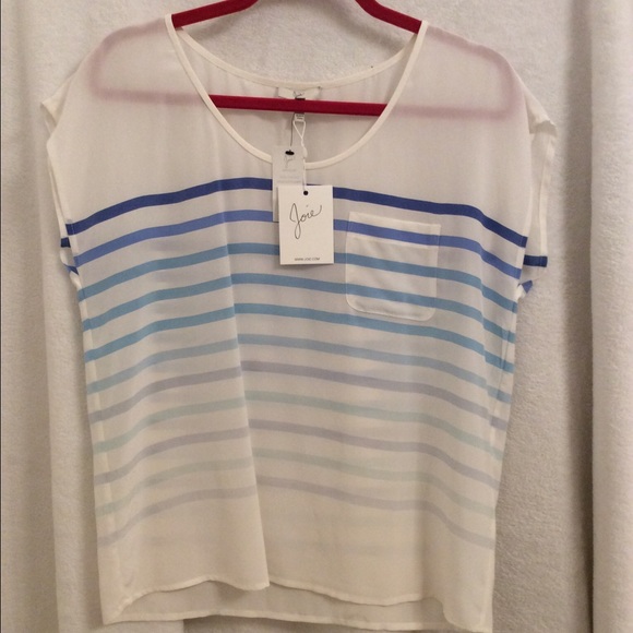 Joie Women Small Blue Gradient Striped Top Chiffon