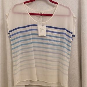 Joie Women Small Blue Gradient Striped Top Chiffon