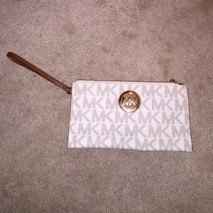 Michael Kors large vanilla clutch with wristlet