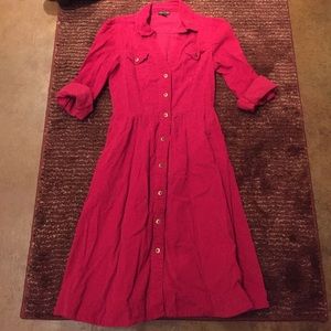 Red Anthro fit and flare shirt dress