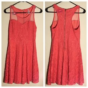 Pink floral dress with mesh top