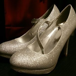 Silver sparkly high heels