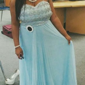 Long light blur prom dress