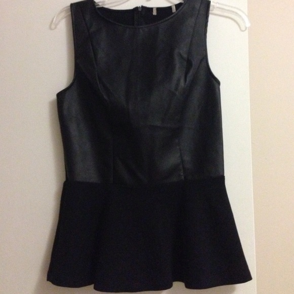 Express Tops - Faux Leather Pleated Peplum from EXPRESS