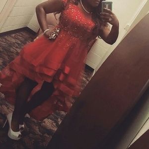 Red high low prom dress