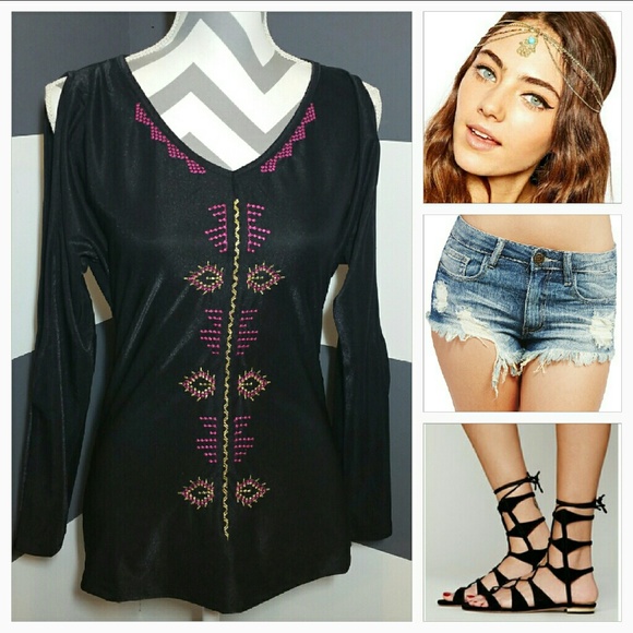 BOHO COLD SHOULDER TOP - Picture 2 of 4