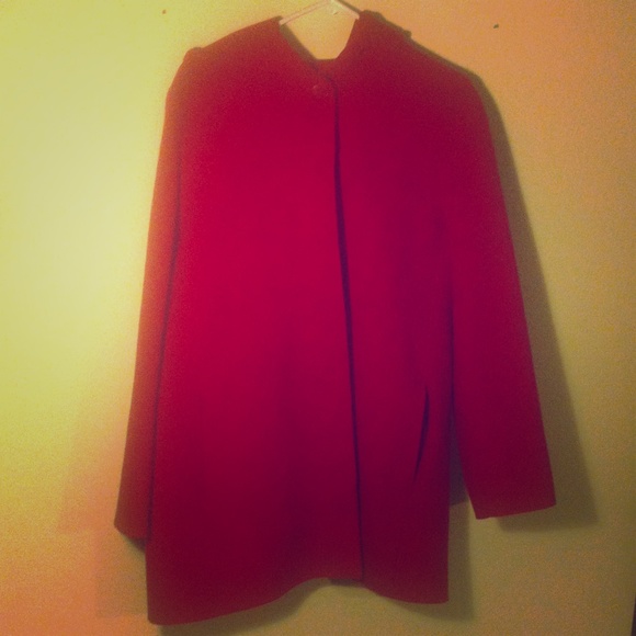Long red pea coat