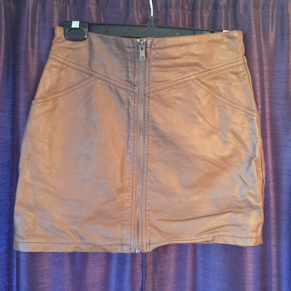 Brown faux leather skirt