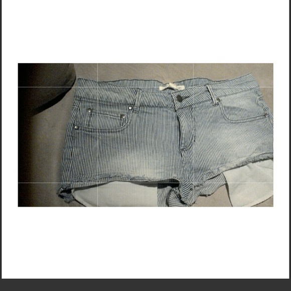 Striped jean shorts