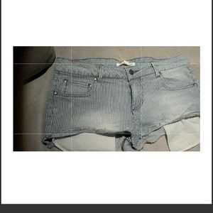 Striped jean shorts