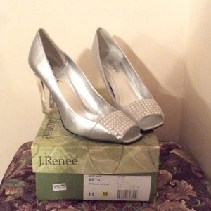 J.Reneé silver heels. Size 11