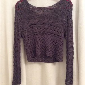 Free People Cropped Knit Sweater Size Small Green