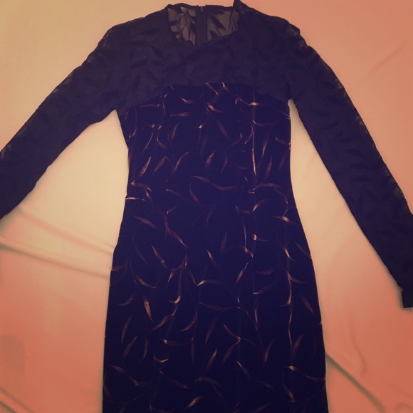 Vintage, bodycon dress with sheer sleeves