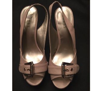 Guess Beige Platform Sling-back Sandal