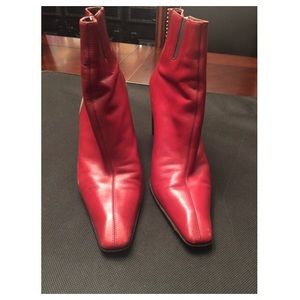 Donald J Pliner Red Leather Ankle Boots