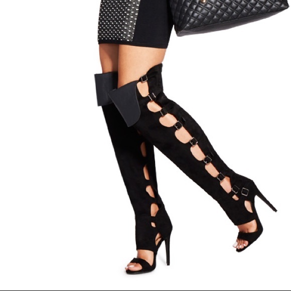 Thigh high black heels