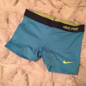Blue with Neon Nike Pro Compression Shorts
