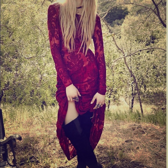 For Love & Lemons Ethereal Maxi Dress in Crimson