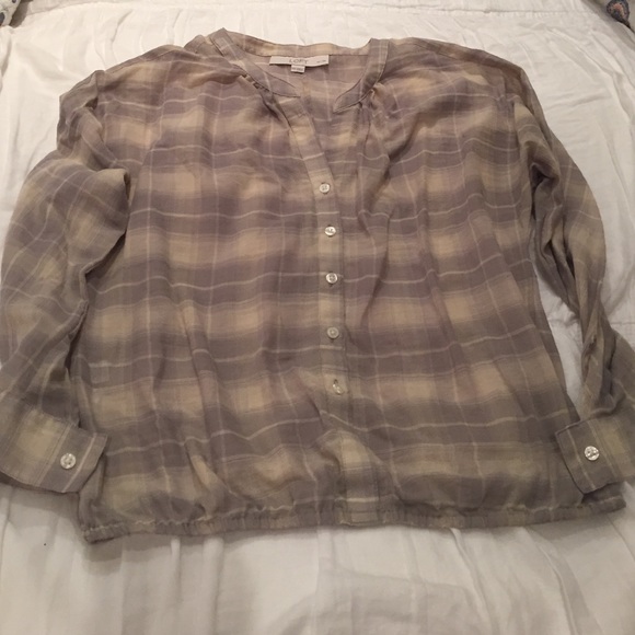 Button down plaid loft blouse