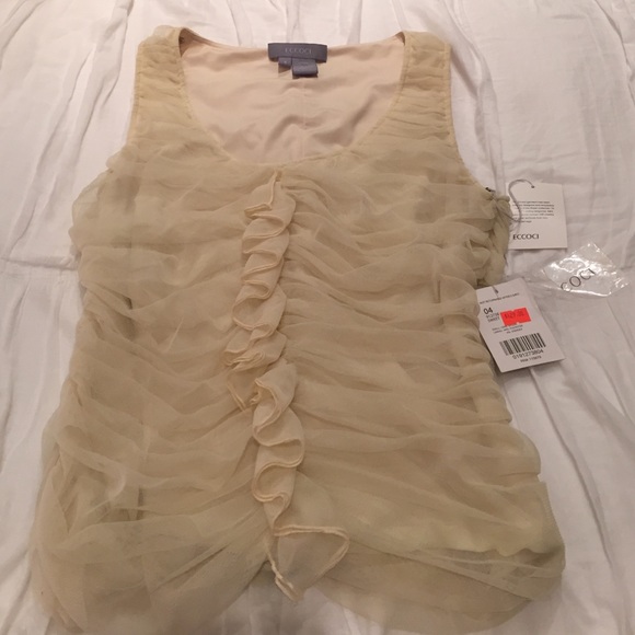 Brand new ruffled cream sleeveless blouse